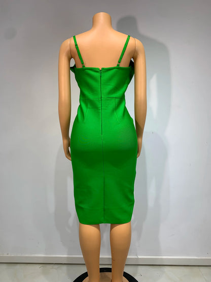 Fashion Summer Dress Women Sexy Sleeveless Green Bandage Dresses Evening Party Birthday Cocktail Gowns Club Bodycon Vestidos