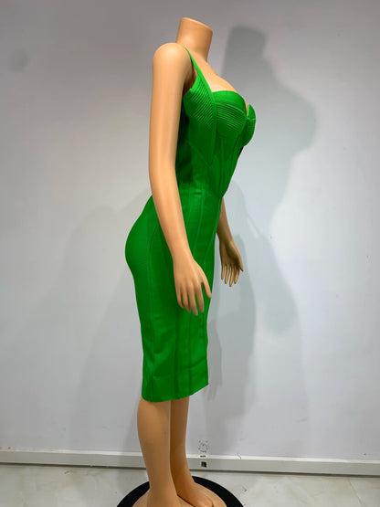 Fashion Summer Dress Women Sexy Sleeveless Green Bandage Dresses Evening Party Birthday Cocktail Gowns Club Bodycon Vestidos