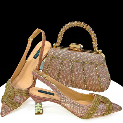 Venus Chan 2024 Special Design High Quality , Women Shoes and Bag Set with Shinning Crystal for Wedding Party