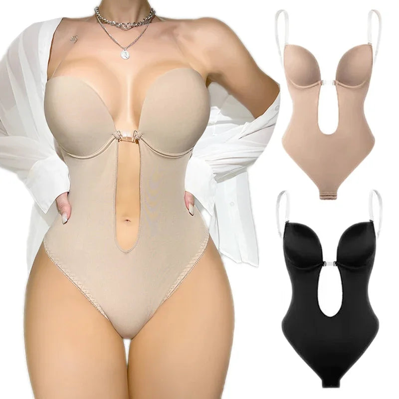 Women Full Body Shaper Bra Backless Bodysuit Thong Invisible Shapers Tummy Control Shapewear Girdles Sheath Slimming Underwear