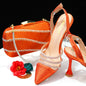 Venus Chan 2023 Neueste INS Stil Orange Farbe Elegante High Heels Nigeria Beliebte Design Afrikanische Damen Schuhe Und Tasche Set