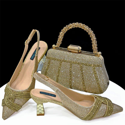 Venus Chan 2024 Special Design High Quality, Women Shoes and Bag Set with Shinning Crystal for Wedding Party