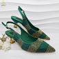 QSGFC Nigerian Women Heel Party Ladies Italian Design Green Shoes And Bag Set Decorated with Rhinestone Handbag Wedding Party