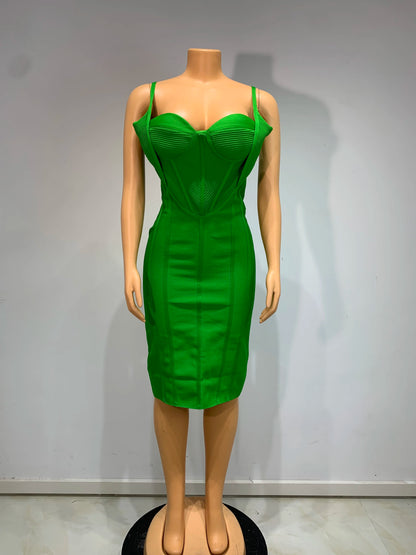 Fashion Summer Dress Women Sexy Sleeveless Green Bandage Dresses Evening Party Birthday Cocktail Gowns Club Bodycon Vestidos