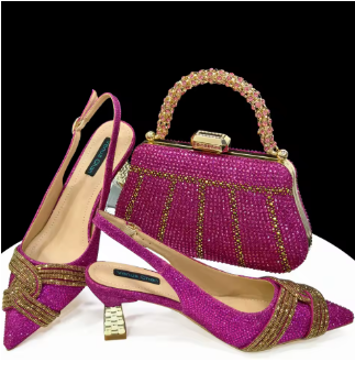 Venus Chan 2024 Special Design High Quality, Women Shoes and Bag Set with Shinning Crystal for Wedding Party